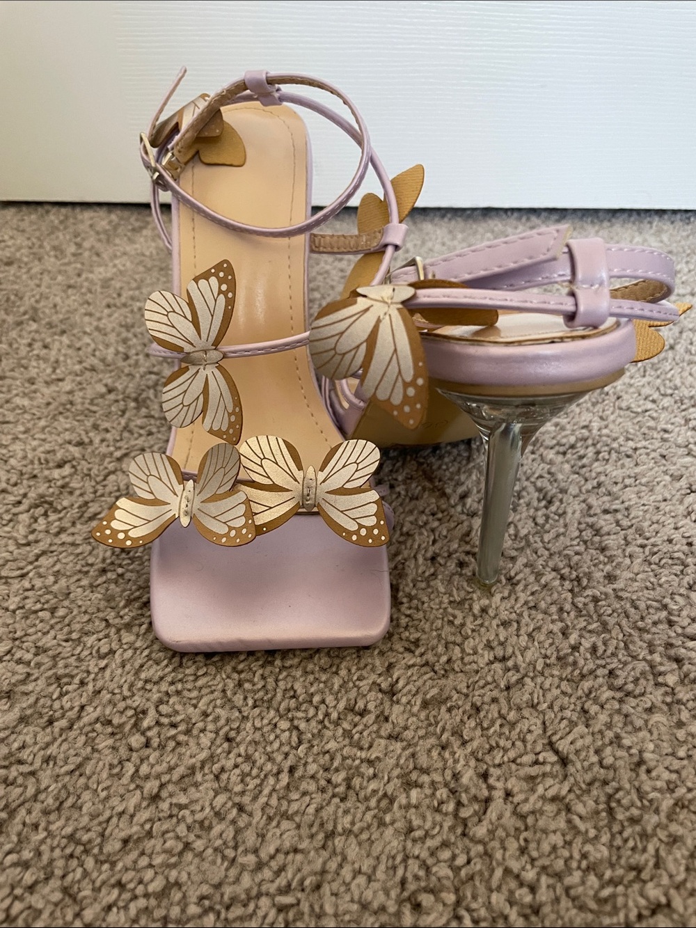Lilac Butterfly Embellished Women's Heels